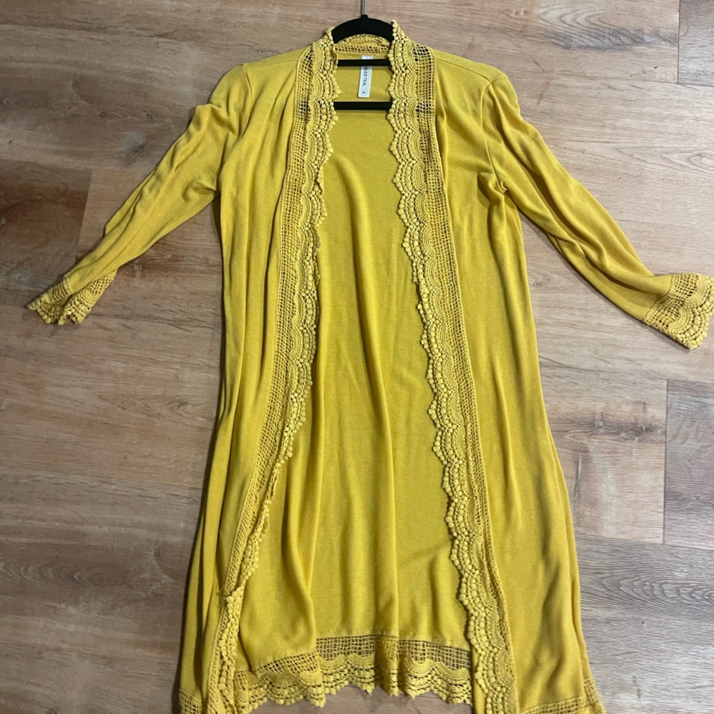 Yellow Lace Trim Cardigan